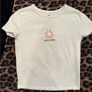 Hollister Cream Crop Top with Sun Design